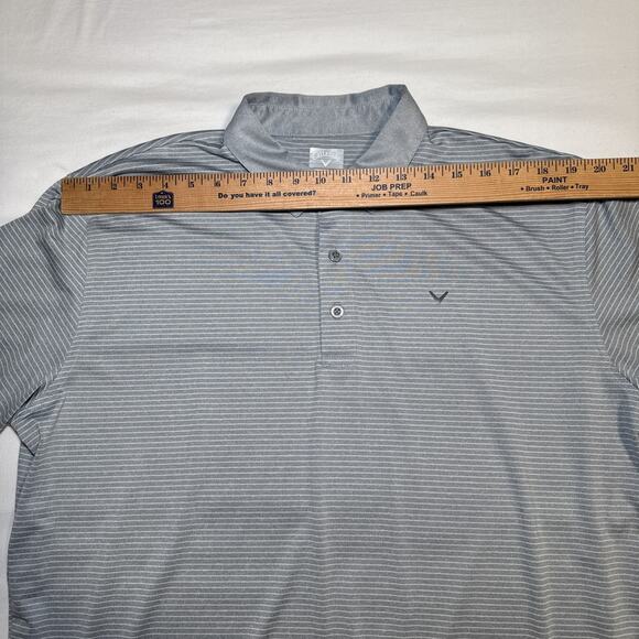 Callaway Golf Opti-Dri Mens Large Collared Polo Shirt Gray White Striped EUC - Picture 4 of 10